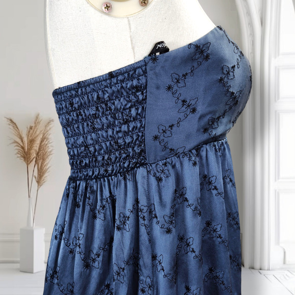 Vintage 90s Y2K Betsey Johnson Babydoll Dress Size XS/S Blue Silk Floral Print - Picture 8 of 14